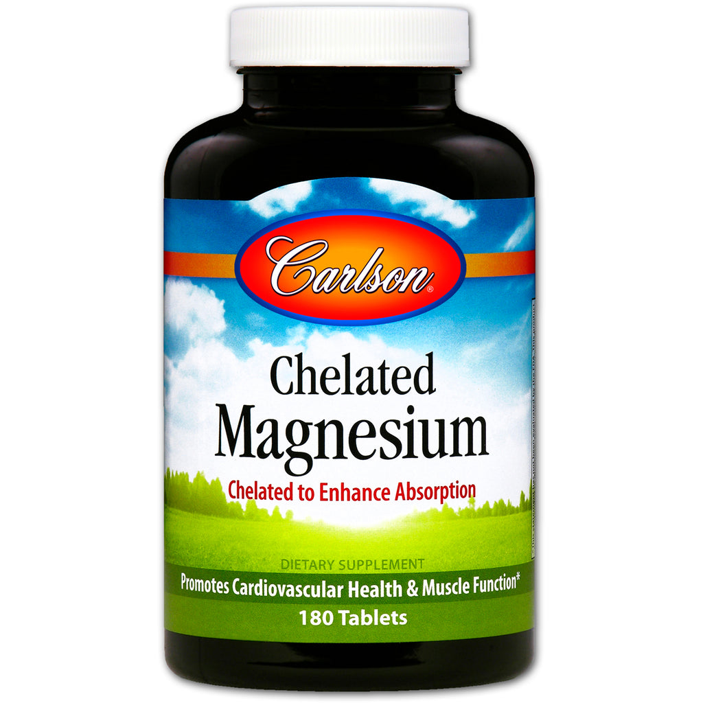 Carlson labs, chelatert magnesium, 180 tabletter