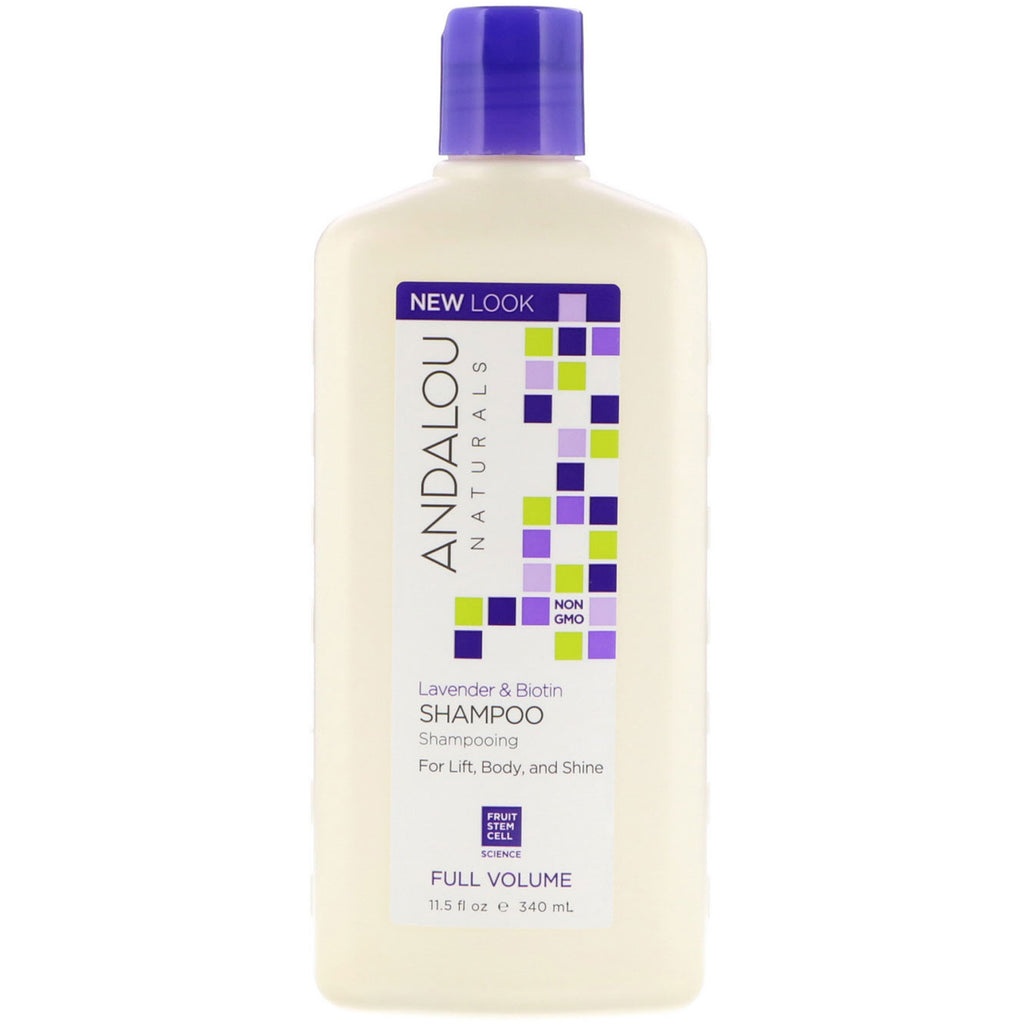 Andalou Naturals, șampon, volum complet, pentru lifting, corp și strălucire, lavandă și biotină, 11,5 fl oz (340 ml)