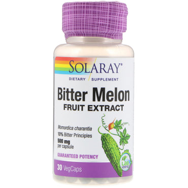 Solaray, extracto de fruta de melón amargo, 500 mg, 30 cápsulas vegetales