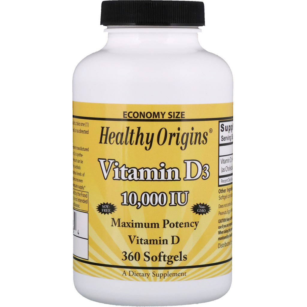 Hälsosamt ursprung, vitamin d3, 10 000 iu, 360 mjukgeler