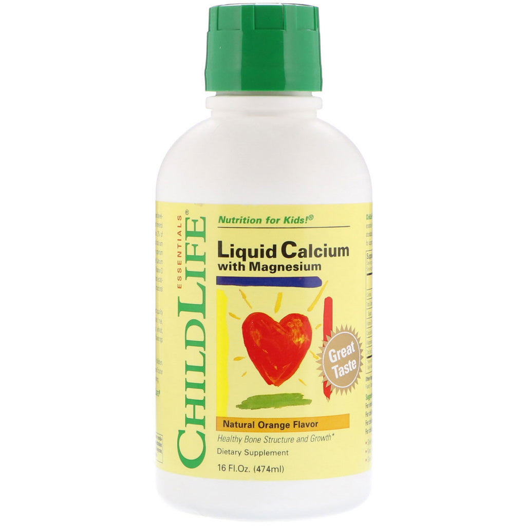 ChildLife, flydende calcium med magnesium, naturlig appelsinsmag, 16 fl oz (474 ​​ml)