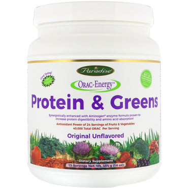 Paradise Herbs, ORAC-Energy, protéines et légumes verts, original sans saveur, 16 oz (454 g)