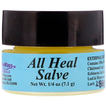 WiseWays Herbals, LLC, bálsamo All Heal, 1/4 oz (7,1 g)