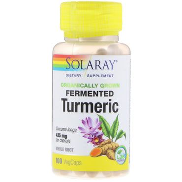 Solaray, turmeric fermentat cultivat aliat, 425 mg, 100 capsule vegetale