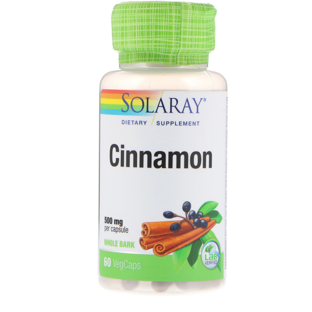 Solaray, Cynamon, 500 mg, 60 kapsułek warzywnych