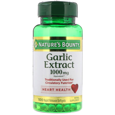 Nature's Bounty, extracto de ajo, 1000 mg, 100 cápsulas blandas de liberación rápida