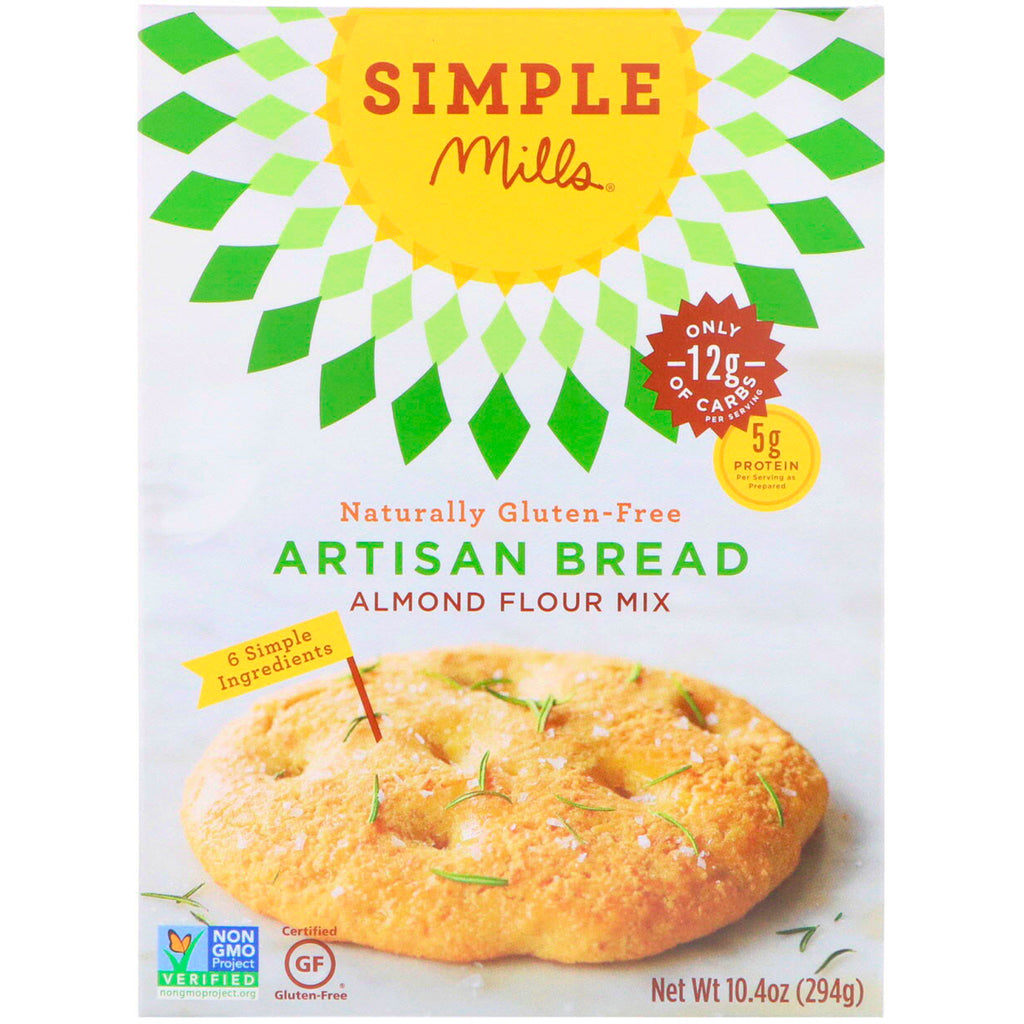 Simple Mills, 天然グルテンフリー、アーモンド粉ミックス、職人のパン、10.4 オンス (294 g)