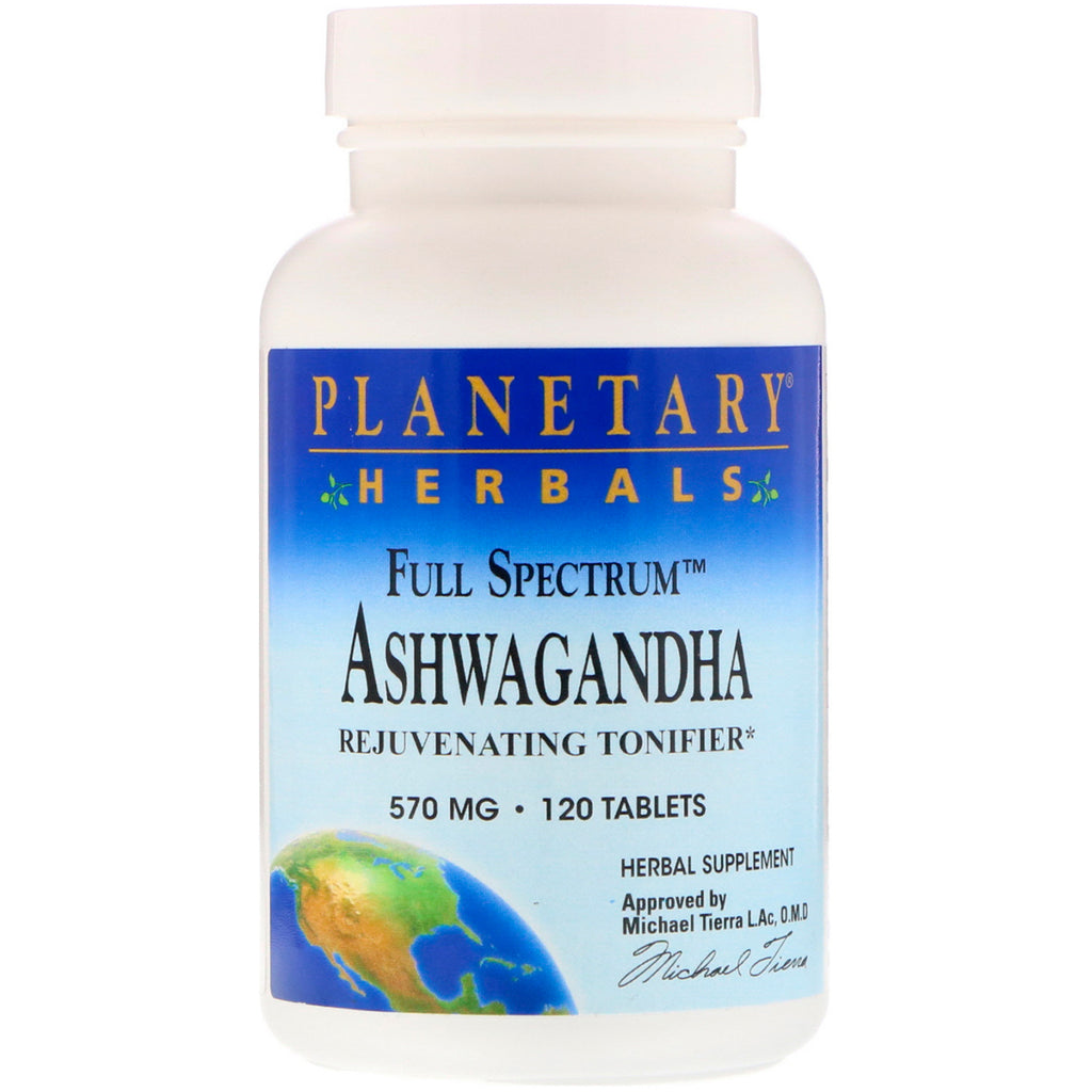 Planetary Herbals, Ashwagandha à spectre complet, 570 mg, 120 comprimés
