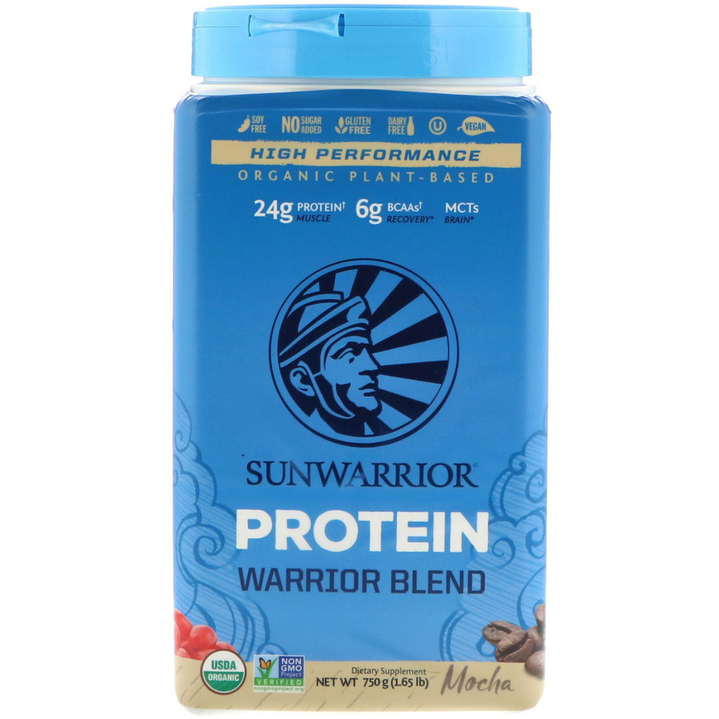 Sunwarrior, ウォリアーブレンドプロテイン、植物ベース、モカ、1.65 ポンド (750 g)