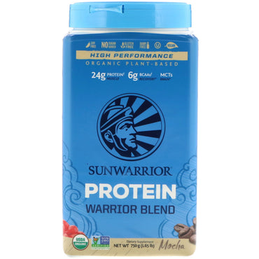Sunwarrior, חלבון תערובת Warrior, על בסיס צמחי, מוקה, 1.65 פאונד (750 גרם)