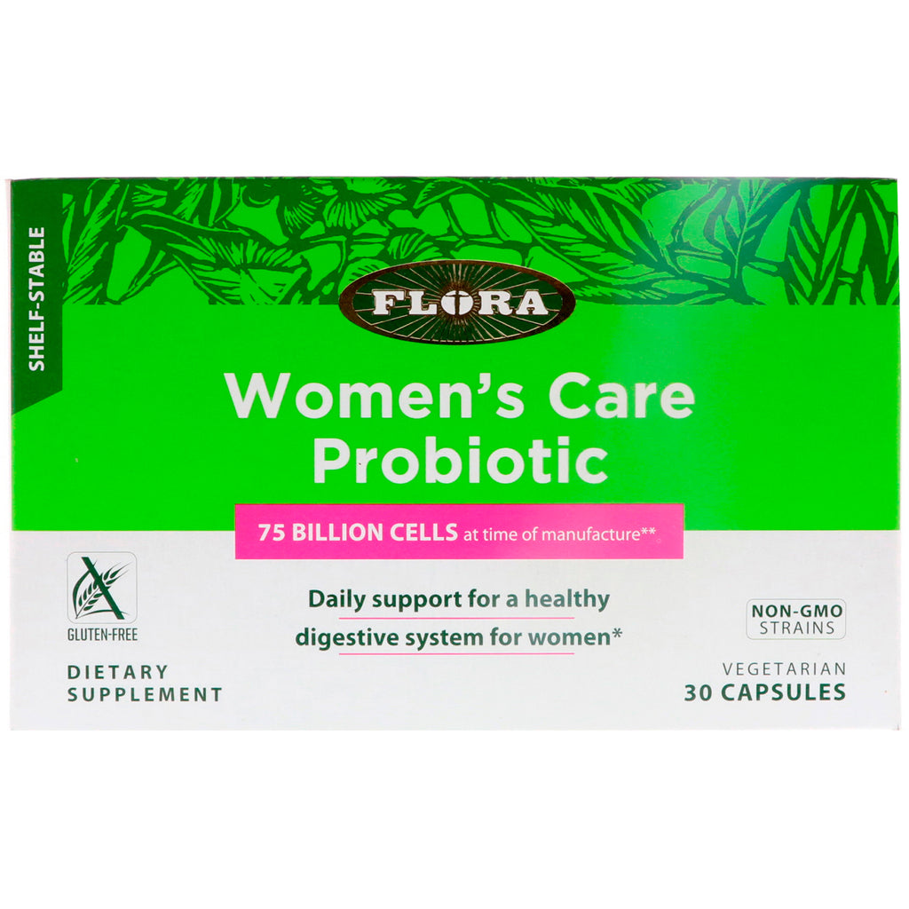 Flora, Probiótico para el cuidado de la mujer, estable en almacenamiento, 30 cápsulas