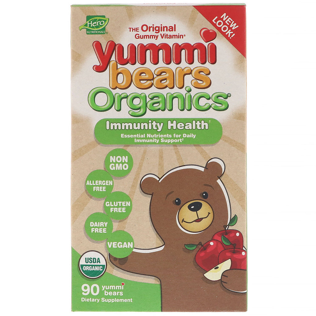 Hero Nutritional Products、Yummi Bears、免疫健康、アップルフレーバー、90 Yummi Bears