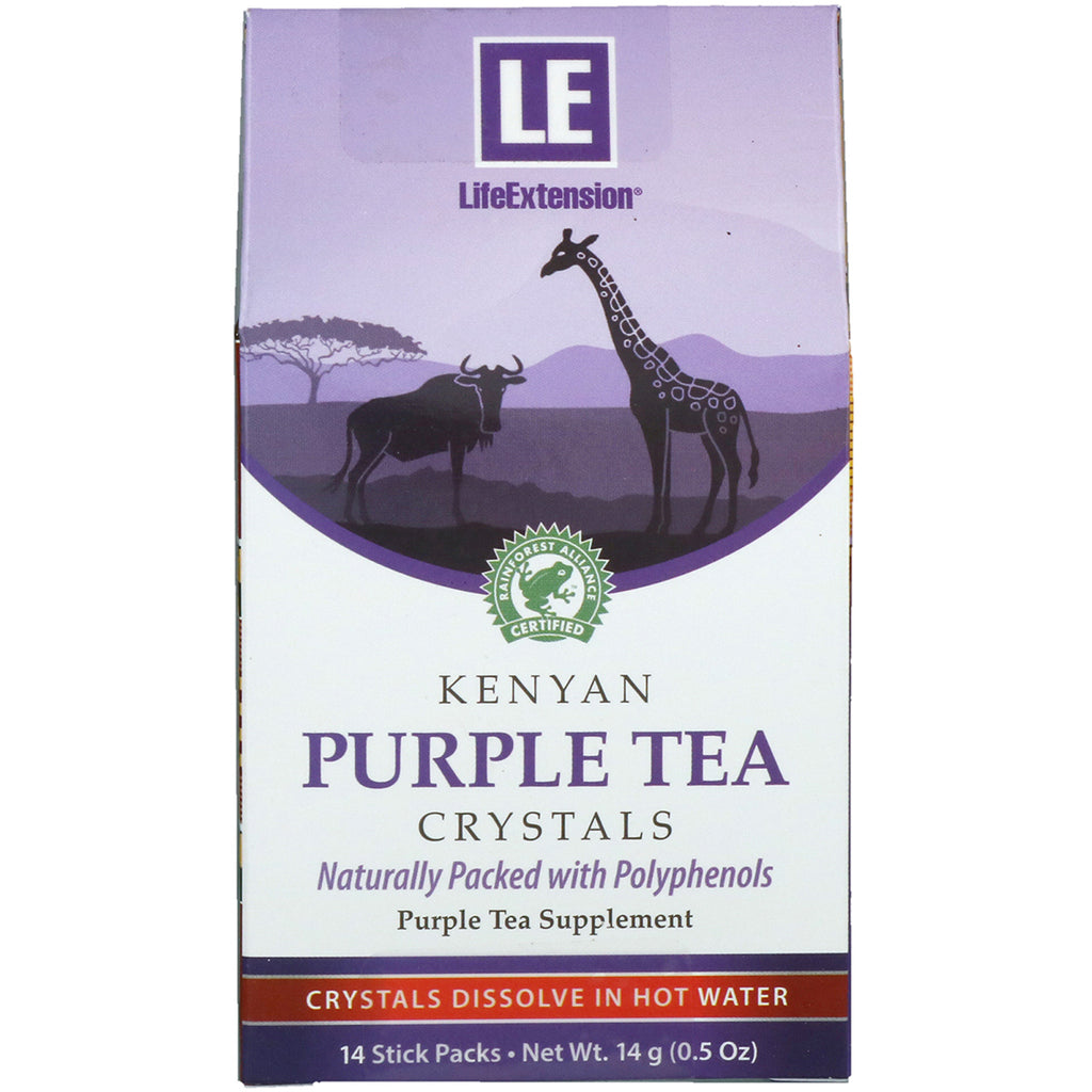Life Extension, Cristaux de thé violet du Kenya, 14 paquets de bâtonnets