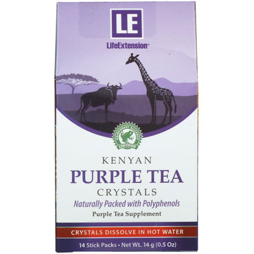 Extension de vie, cristaux de thé violet du Kenya, 14 paquets de bâtonnets