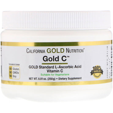 תזונה זהב קליפורניה, זהב C, ויטמין C, חומצה אסקורבית, 8.81 אונקיות (250 גרם)