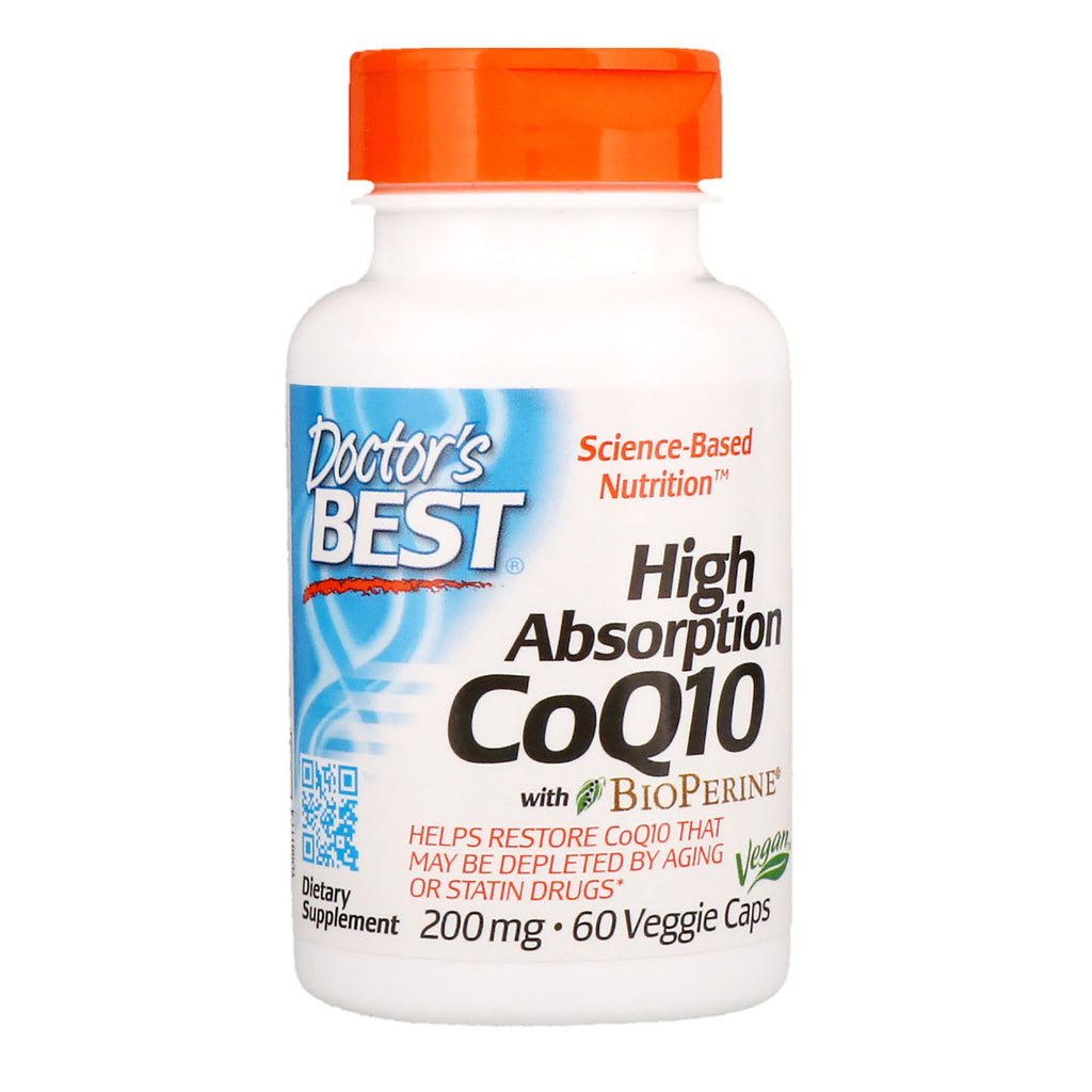 Doctor's Best, CoQ10 de alta absorción con BioPerine, 200 mg, 60 cápsulas vegetales