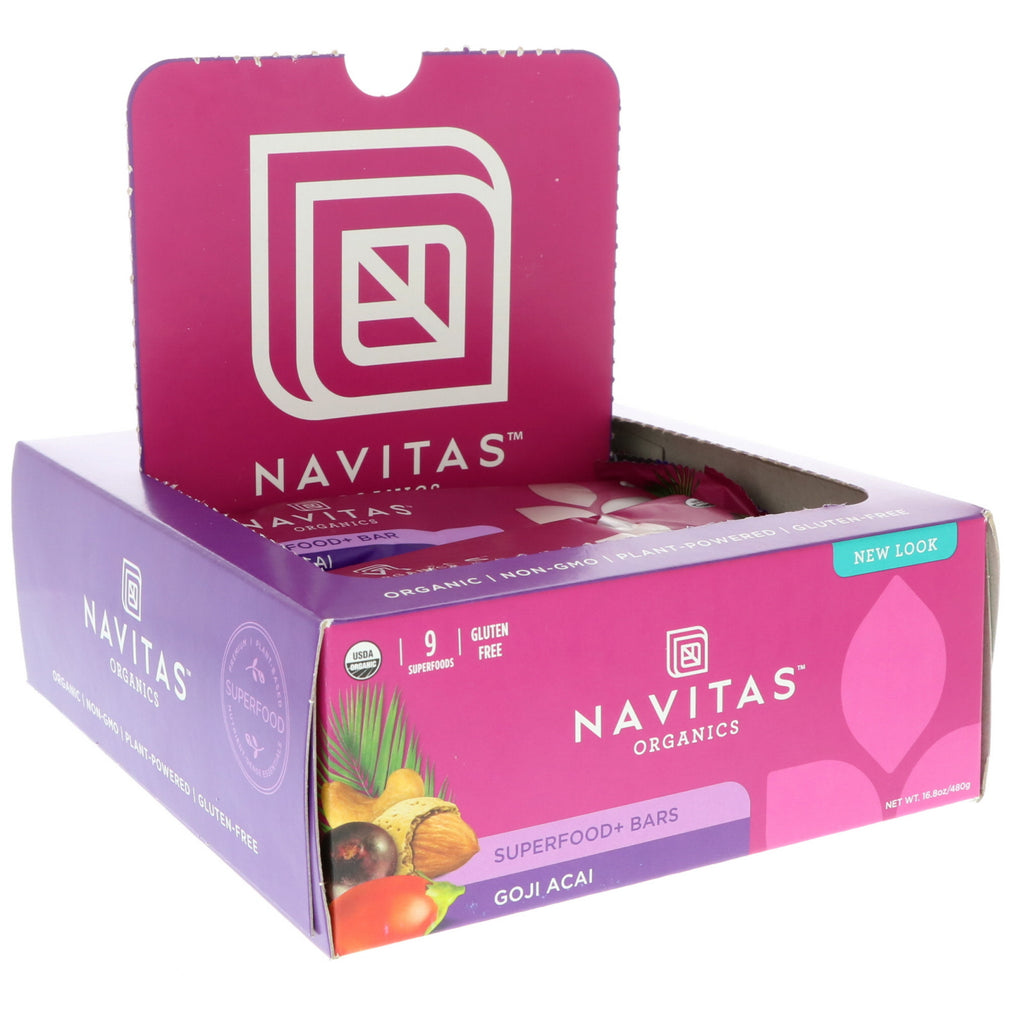 Navitas s, Superfood + Batoane, Goji Acai, 12 Batoane, 16,8 oz (480 g)