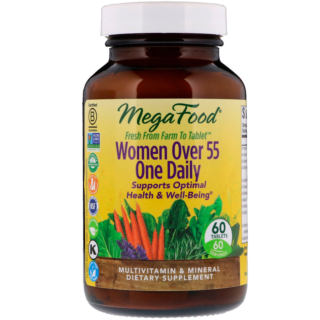 Megafood, kobiety powyżej 55. roku życia, jedna dziennie, multiwitamina i minerały, 60 tabletek