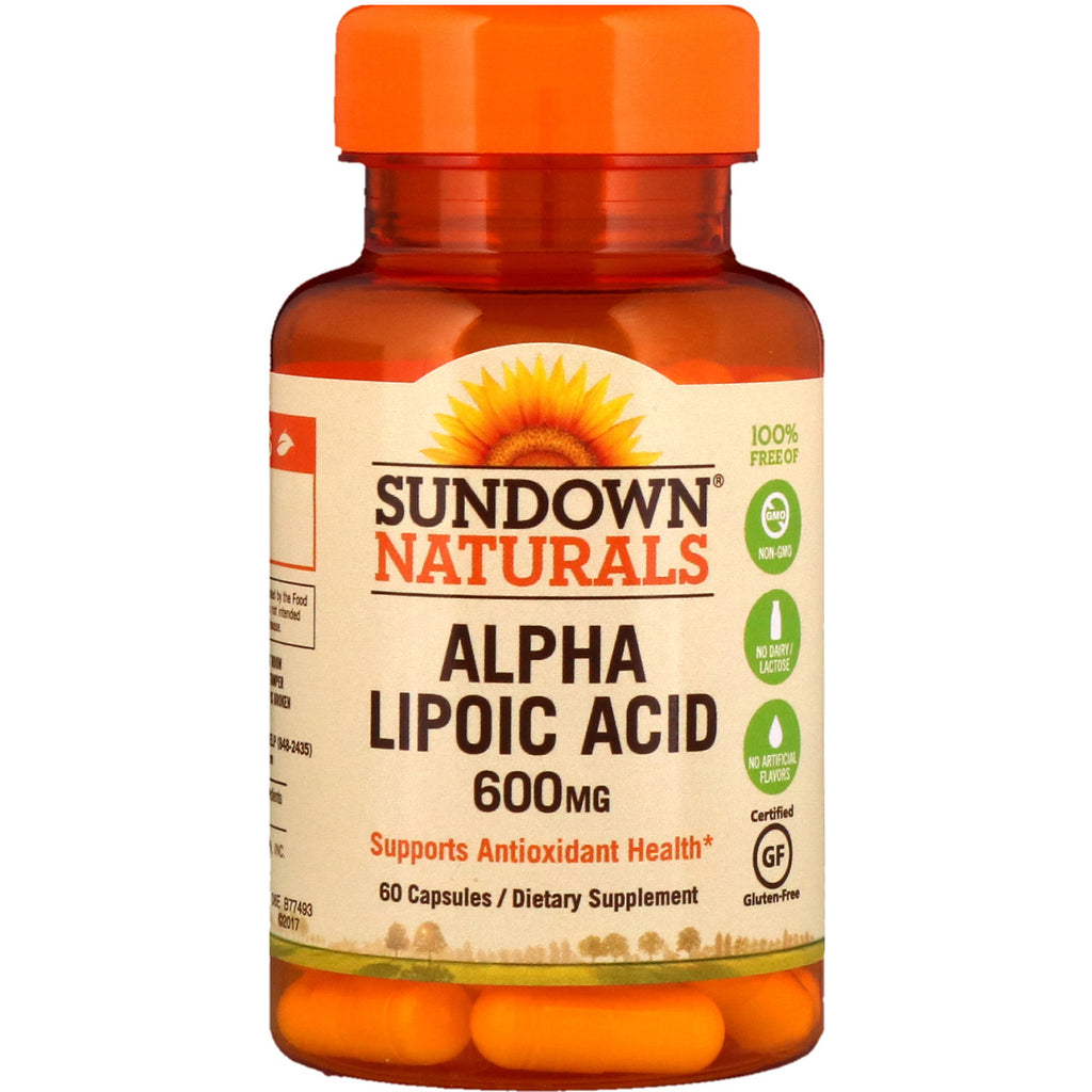 Sundown Naturals, Kwas alfa liponowy, 600 mg, 60 kapsułek
