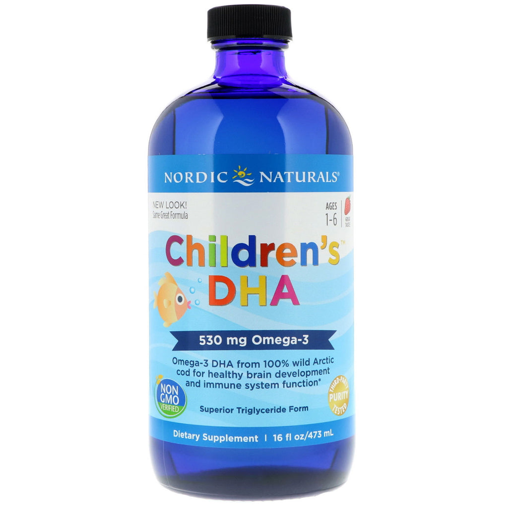 Nordic Naturals, DHA para niños, fresa, 16 fl oz (473 ml)