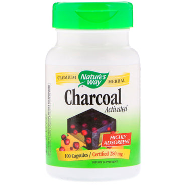 Nature's Way, Charcoal, Activated, 280 mg, 100 Capsules