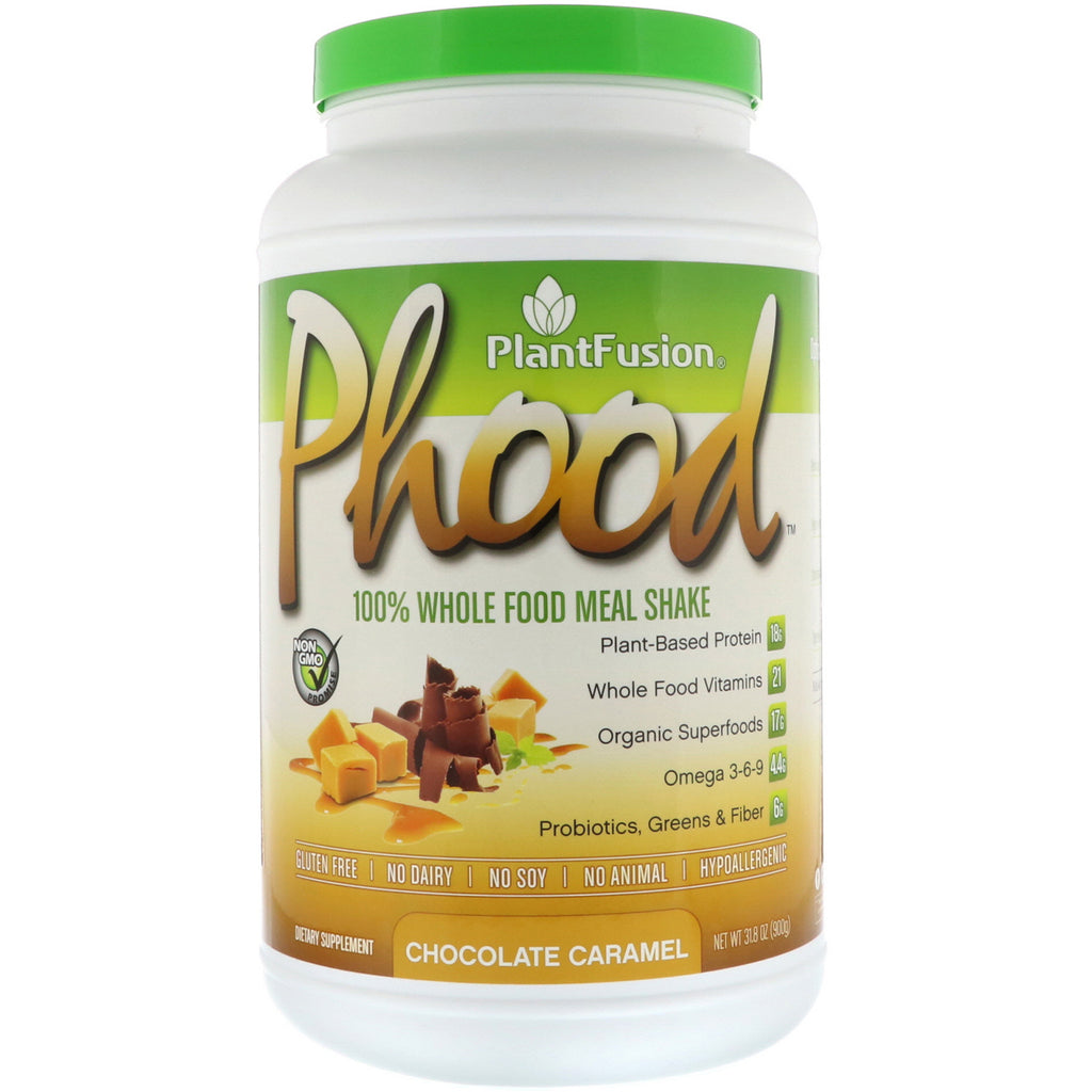 PlantFusion, Phood, 100% maaltijdshake voor volwaardige voeding, chocoladekaramel, 31,8 oz (900 g)