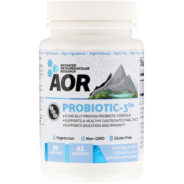 Advanced Orthomolecular Research AOR, Probiotic-3, 90 Capsules