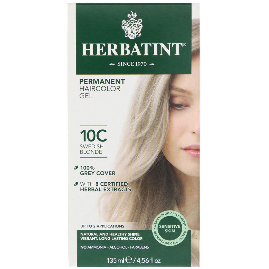 Herbatint, Gel de coloración permanente para el cabello, 10C, rubio sueco, 4,56 fl oz (135 ml)
