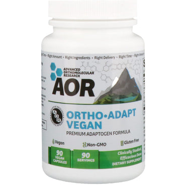 Recherche orthomoléculaire avancée AOR, Ortho Adapt Vegan, 90 capsules végétaliennes