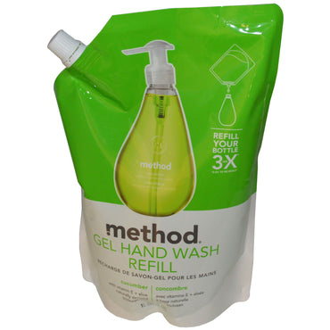 Method, Repuesto de gel para lavado de manos, pepino, 34 fl oz (1 L)