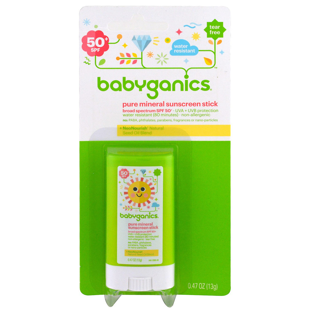 BabyGanics Pure Mineral Sunscreen Stick SPF 50+ 0.47 oz (13 g)
