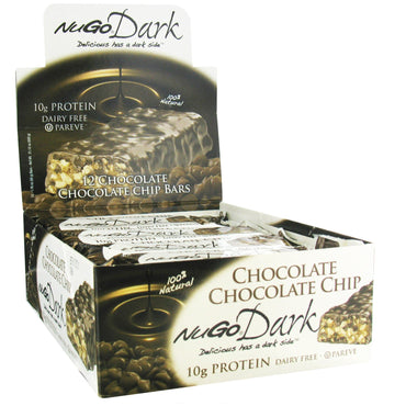NuGo Nutrition, NuGo Dark, barres protéinées, pépites de chocolat au chocolat, 12 barres, 1,76 oz (50 g) chacune