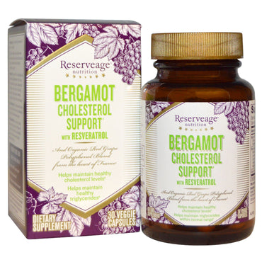 ReserveAge Nutrition, Respaldo del colesterol con bergamota y resveratrol, 30 cápsulas vegetales