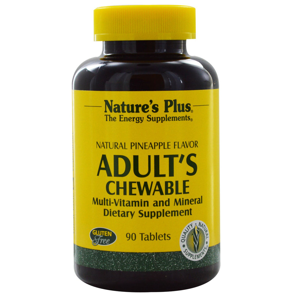 Nature's Plus, multivitamina y mineral masticable para adultos, sabor natural a piña, 90 tabletas