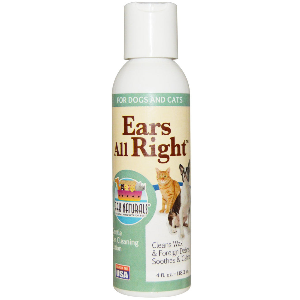 Ark Naturals, Ears All Right, lozione delicata per la pulizia delle orecchie, per cani e gatti, 4 fl oz (118,3 ml)
