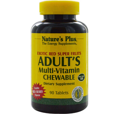 Nature's Plus, Adult's Multi-Vitamin Chewable, Exotic Red Super Fruits, Red Berry, 90 Tablets