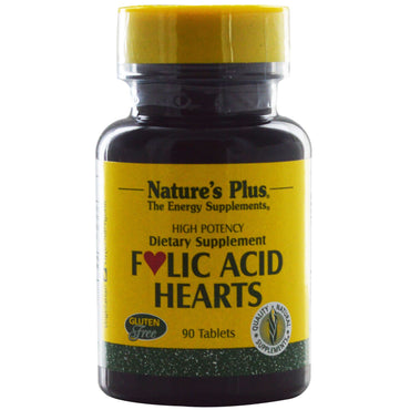 Nature's Plus, Folic Acid Hearts, 400 mcg, 90 tabletter