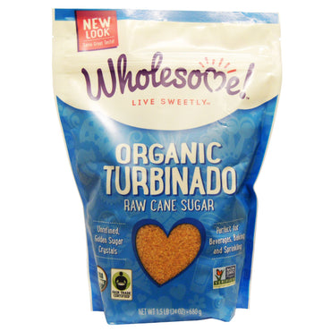 Wholesome Sweeteners, Inc., توربينادو، سكر القصب الخام، 1.5 رطل (24 أونصة) - 680 جم