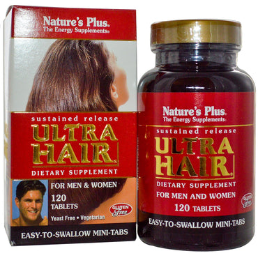 Nature's Plus Ultra Hair Liberação sustentada para homens e mulheres 120 comprimidos