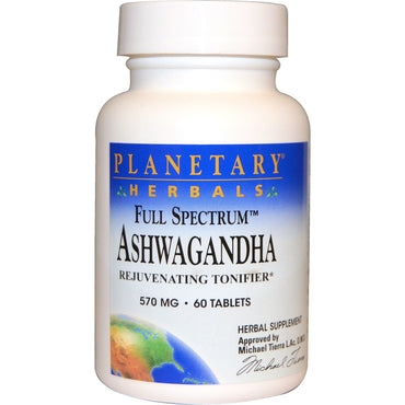 Plantes planétaires, spectre complet, Ashwagandha, 570 mg, 60 comprimés