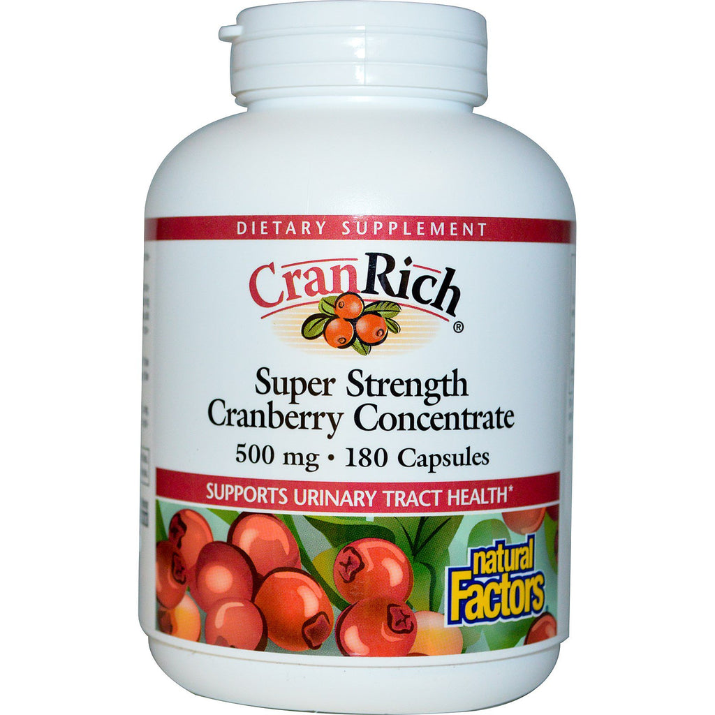 Natural Factors, CranRich, Super Strength, Concentré de canneberge, 500 mg, 180 gélules