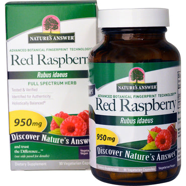 Nature's Answer, Framboise rouge, Rubus Idaeus, 950 mg, 90 capsules végétariennes