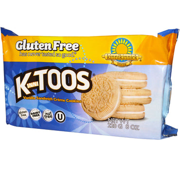 Kinnikinnick Foods, KinniToos, Vanilla Sandwich Cream Cookies, 8 oz (220 g)