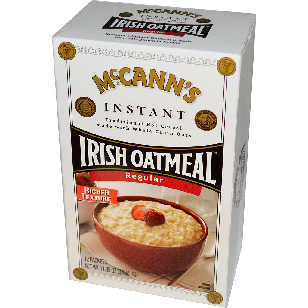Făină de ovăz irlandeză McCann's, fulgi de ovăz instant, obișnuit, 12 pachete, 28 g fiecare