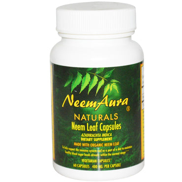 Neemaura Naturals Inc, Neem 잎 캡슐, 400 mg, 60 캡슐