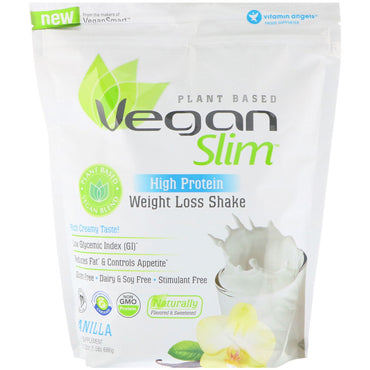 VeganSmart, Vegan Slim، عالي البروتين، مخفوق فقدان الوزن، فانيليا، 24.2 أونصة (686 جم)