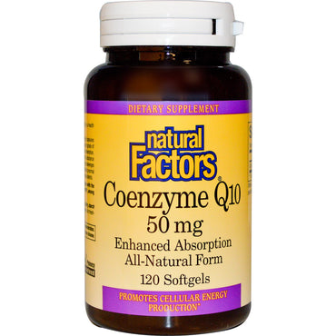 Naturlige faktorer, Koenzym Q10, 50 mg, 120 Softgels