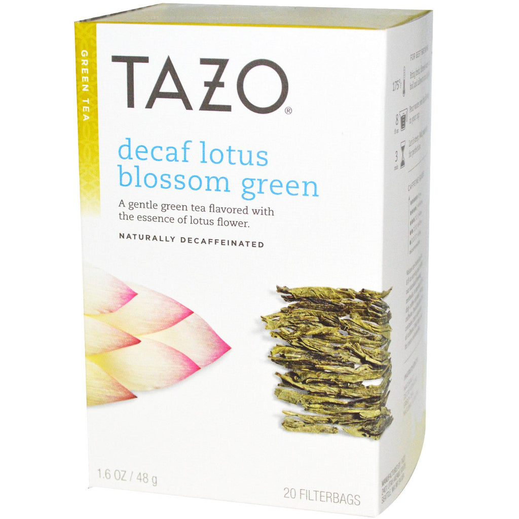 Tazo Teas, ชาเขียว Decaf Lotus Blossom, ถุงกรอง 20 ใบ, 1.6 ออนซ์ (48 กรัม)