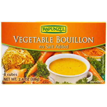 Rapunzel, Vegan Vegetable Bouillon, No Salt Added, 8 Cubes 2.4 oz (68 g)