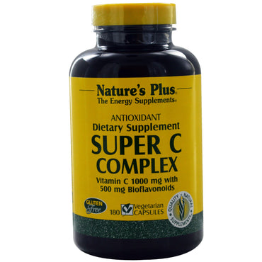 Nature's Plus, Complexo Super C, 180 Cápsulas Vegetais